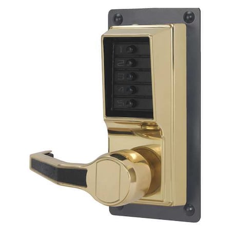 Dormakaba Push Button Lockset, Bright Brass, Lever LLP1010-03-41