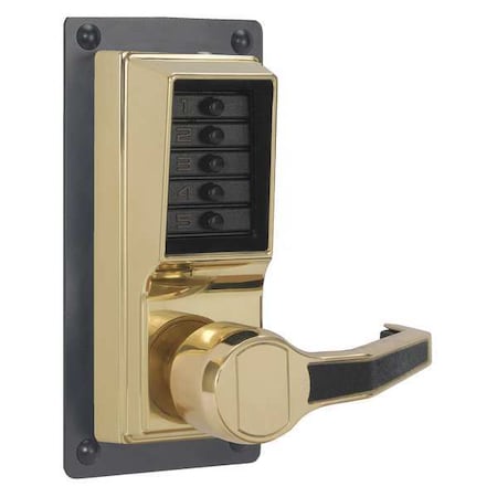 Dormakaba Push Button Lockset, 1000, Bright Brass LRP1010-03-41