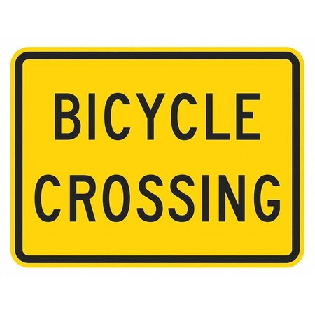Lyle Bicycle Crossing Traffic Sign, 12 in H, 18 in W, Aluminum, Horizontal Rectangle, T1-1550-HI_18x12 T1-1550-HI_18x12
