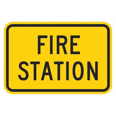 Lyle Fire Station Traffic Sign, 12 in H, 18 in W, Aluminum, Horizontal Rectangle, T1-1833-EG_18x12 T1-1833-EG_18x12
