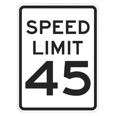Lyle Speed Limit 45 Traffic Sign, 24 in H, 18 in W, Aluminum, Vertical Rectangle, T1-5028-EG_18x24 T1-5028-EG_18x24