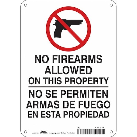 Condor Safety Sign, 10 in H, 7 in W, Polyethylene, Horizontal Rectangle, English, Spanish, 449L87 449L87