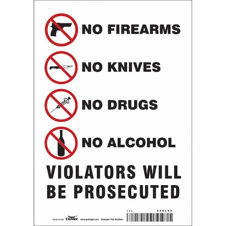 Condor Safety Sign, 10 in Height, 7 in Width, Vinyl, Horizontal Rectangle, English, 449L45 449L45
