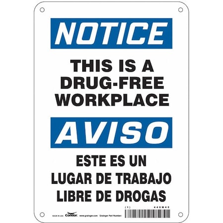 Condor Safety Sign, 10 in Height, 7 in Width, Polyethylene, Horizontal Rectangle, English, 449M45 449M45