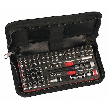 Wiha Bit Set, 68 pcs., 3/16" Hex Shank 75971