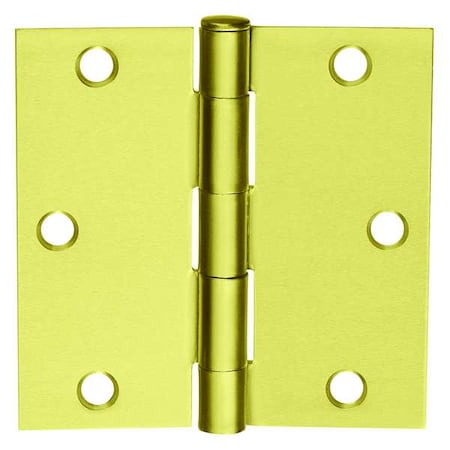Mckinney Door and Butt Hinge, Steel, Full Mortise Mounting, 1 1/4 in Leaf W x 3 1/2 in Leaf H, Satin Brass 3 ½ 3 ½ 1400 4