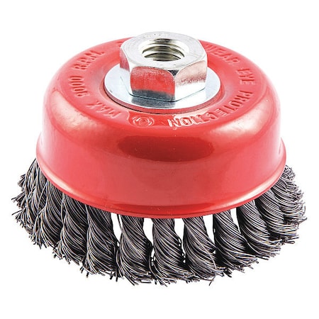 Zoro Select Cup Brush, Wire 0.020" dia., Carbon Steel 66254443300