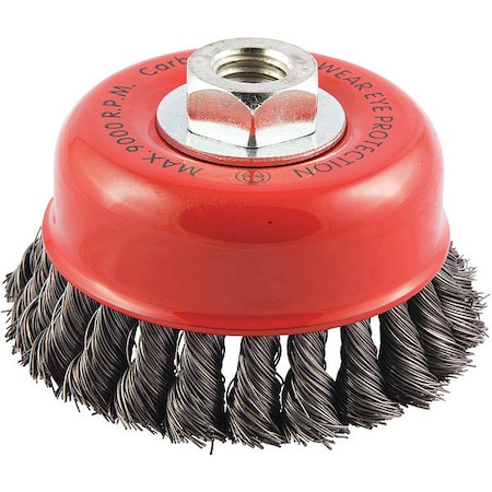 Zoro Select Cup Brush, Wire 0.014" dia., Carbon Steel, Brush Dia.: 4 in 66254443302