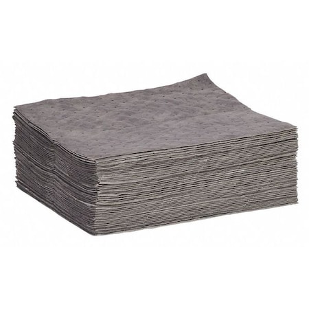 Spilltech Sorbent Pad, 10 gal, 15 in x 19 in, Universal, Gray, 50 PK GPD50H