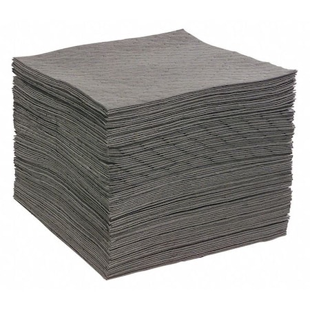 Spilltech Sorbent Pad, 26 gal, 15 in x 19 in, Universal, Gray, 100 PK GPF100H