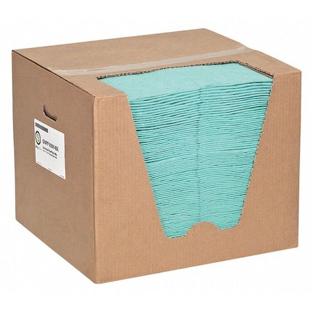 Spilltech Sorbent Pad, 26 gal, 15 in x 19 in, Universal, Green, 100 PK GNPF100H-BX