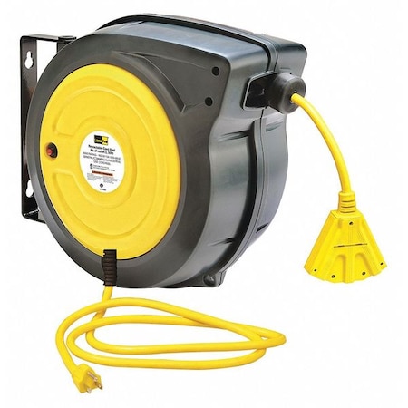 LUMAPRO 50 ft. Extension Cord Reel 13 Amps 3 Outlets 125VAC Voltage 443P48