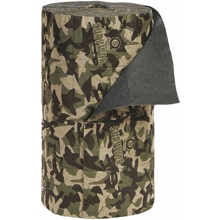 Spilltech Sorbent Roll, 35 gal, 30 in x 150 ft, Universal, Camouflage, Polypropylene SVR150H