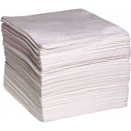 Spilltech Sorbent Pad, 33 gal, 15 in x 19 in, Oil, White, 100 PK WP100H