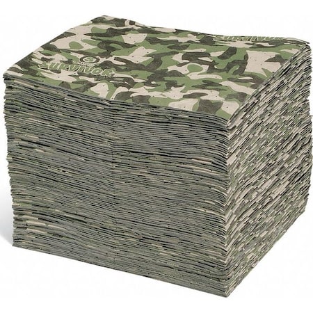 Spilltech Sorbent Pad, 17 gal, 15 in x 19 in, Universal, Camouflage, Polypropylene SVP100H