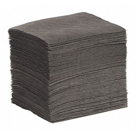 Spilltech Sorbent Pad, 18 gal, 10 in x 14 in, Universal, Gray, 100 PK GPF1014H
