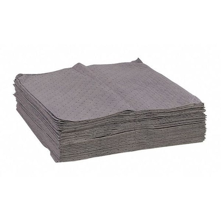 Spilltech Sorbent Pad, 45 gal, 30 in x 30 in, Universal, Gray, 50 PK GPKB50H