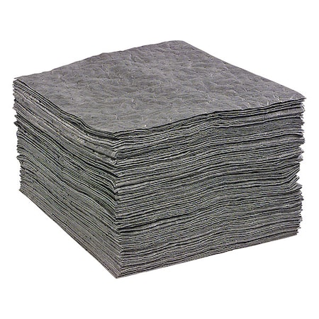 Spilltech Sorbent Pad, 28 gal, 15 in x 19 in, Universal, Gray, 100 PK GPL100H