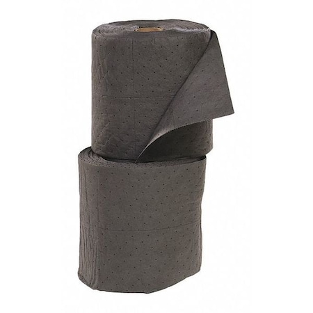 Spilltech Sorbent Roll, 39 gal, 15 in x 150 ft, Universal, Gray, Polypropylene GRSF150M