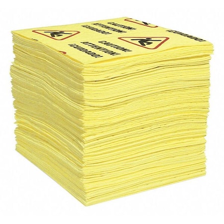 Spilltech Sorbent Pad, 24 gal, 15 in x 19 in, Universal, Yellow, 100 PK YPZ100M-BX