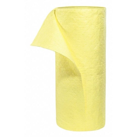 Spilltech Sorbent Roll, 55 gal, 30 in x 150 ft, Harsh Chemicals, Yellow, Polypropylene YRB150H