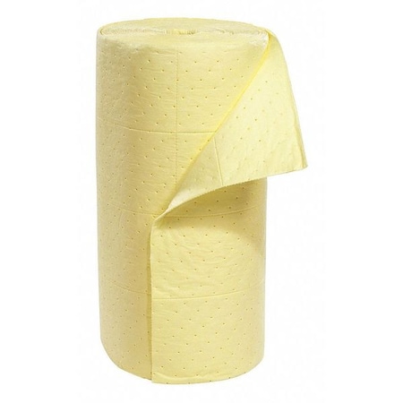 Spilltech Sorbent Roll, 49 gal, 30 in x 150 ft, Harsh Chemicals, Yellow, Polypropylene YRF150H