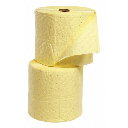 Spilltech Sorbent Roll, 55 gal, 15 in x 150 ft, Harsh Chemicals, Yellow, 2 PK YRSB150H
