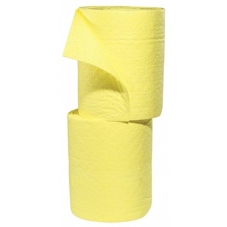 Spilltech Sorbent Roll, 49 gal, 15 in x 150 ft, Harsh Chemicals, Yellow, 2 PK YRSF150H