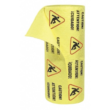 Spilltech Sorbent Roll, 55 gal, 30 in x 150 ft, Universal, Yellow, Polypropylene YRZ150H