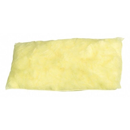 Spilltech Sorbent Pillow, 27 gal, 8 in x 18 in, Harsh Chemicals, Yellow, 20 PK YPIL818