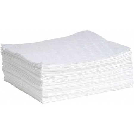 Spilltech Sorbent Pad, 10 gal, 15 in x 19 in, Oil, White, Polypropylene WPD50H