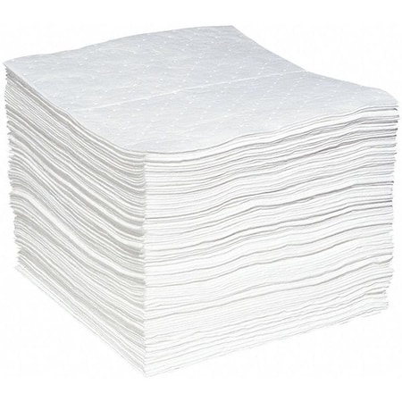 Spilltech Sorbent Pad, 28 gal, 15 in x 19 in, Oil, White, Polypropylene WPL100H