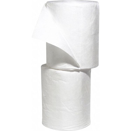 Spilltech Sorbent Roll, 63 gal, 15 in x 150 ft, Oil, White, 2 PK WRS150H