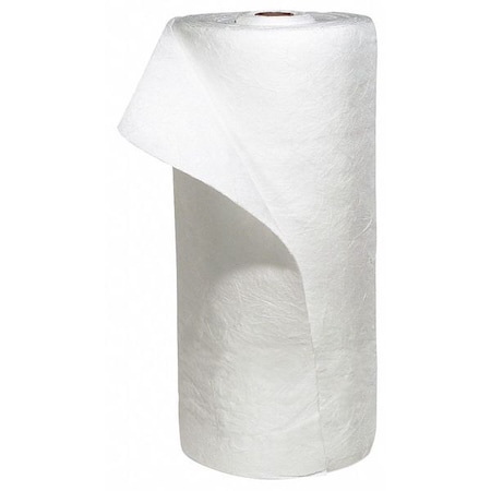 Spilltech Sorbent Roll, 63 gal, 30 in x 150 ft, Oil, White, Polypropylene WRX150H