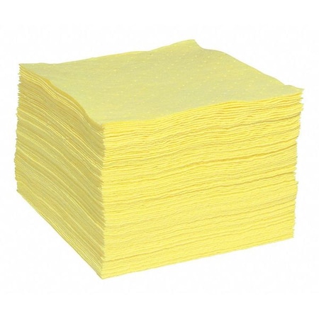 Spilltech Sorbent Pad, 29 gal, 15 in x 19 in, Harsh Chemicals, Yellow, Polypropylene YPB100H