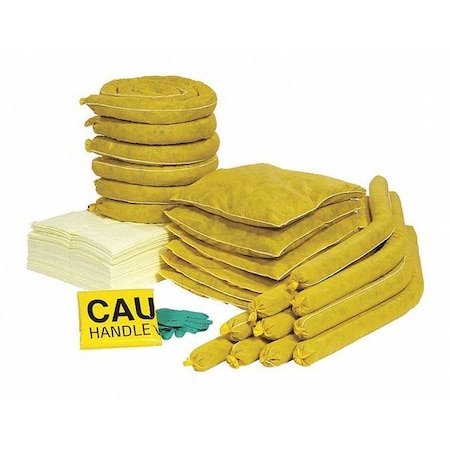 Spilltech Spill Kit Refill, 44 gal Volume Absorbed per Kit, 65 gal Capacity, Box, Yellow, 77 RSPKHZ-65