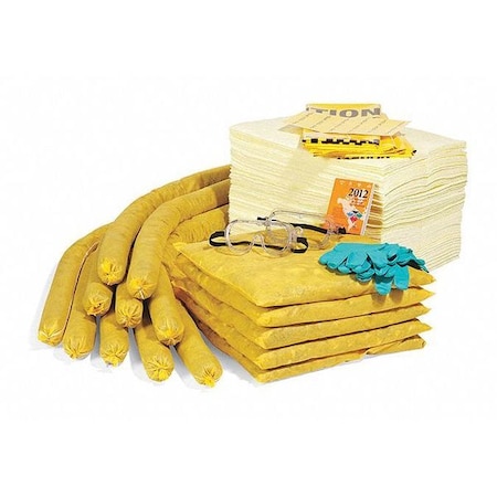 Spilltech Spill Kit Refill, 49 gal Volume Absorbed per Kit, 55 gal Capacity, Box, Yellow, 144 RSPKHZ-55