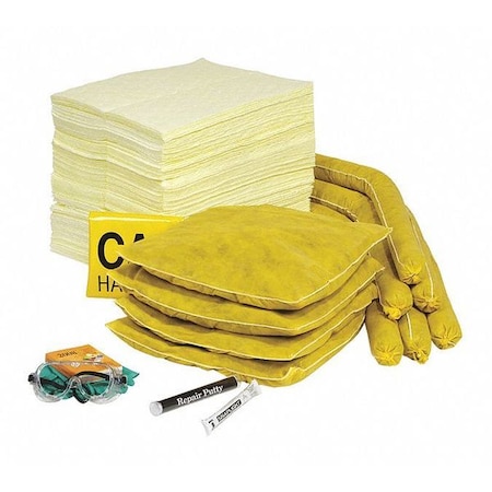 Spilltech Spill Kit Refill, 43 gal Volume Absorbed per Kit, 50 gal Capacity, Box, Yellow, 162 RSPKHZ-50
