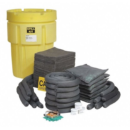 Spilltech Spill Kit, 87 gal Volume Absorbed per Kit, 95 gal Capacity, Drum, Yellow, 196 SPKU-95