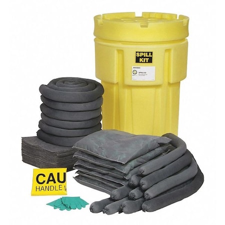 Spilltech Spill Kit, 50 gal Volume Absorbed per Kit, 65 gal Capacity, Drum, Yellow, 77 SPKU-65