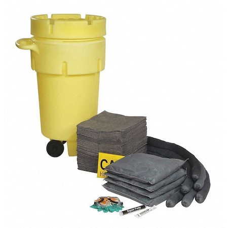 Spilltech Spill Kit, 46 gal Volume Absorbed per Kit, 50 gal Capacity, Drum, Yellow, 162 SPKU-50-WD