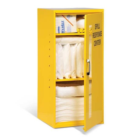 Spilltech Spill Kit, 23 gal Volume Absorbed per Kit, Not Applicable Capacity, Wall Cabinet, Yellow, 151 SPKO-WCAB