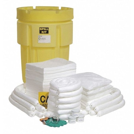 Spilltech Spill Kit, 80 gal Volume Absorbed per Kit, 95 gal Capacity, Drum, Yellow, 196 SPKO-95
