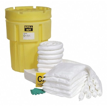 Spilltech Spill Kit, 44 gal Volume Absorbed per Kit, 65 gal Capacity, Drum, Yellow, 77 SPKO-65