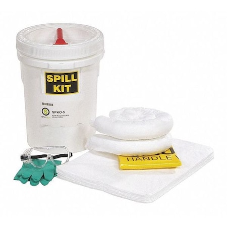 Spilltech Spill Kit, 5 gal Volume Absorbed per Kit, 5 gal Capacity, Drum, Yellow, 24 SPKO-5