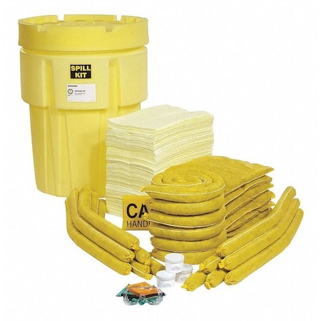 Spilltech Spill Kit, 80 gal Volume Absorbed per Kit, 95 gal Capacity, Drum, Yellow, 196 SPKHZ-95