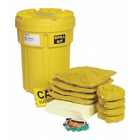 Spilltech Spill Kit, 23 gal Volume Absorbed per Kit, 30 gal Capacity, Drum, Yellow, 52 SPKHZ-30