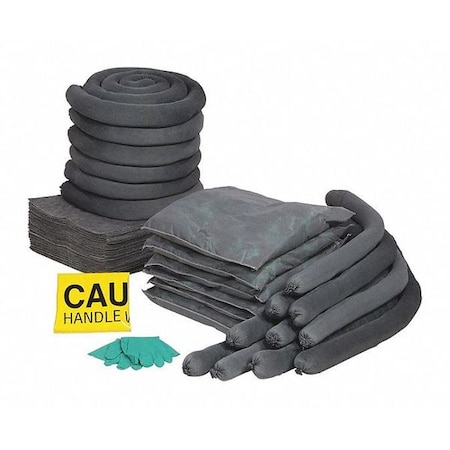 Spilltech Spill Kit Refill, 50 gal Volume Absorbed per Kit, 65 gal Capacity, Box, Clear, 77 RSPKU-65