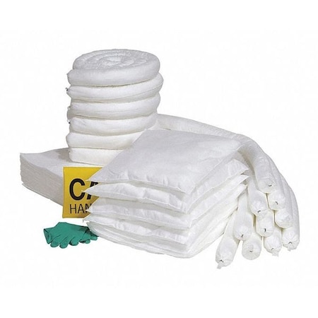 Spilltech Spill Kit Refill, 44 gal Volume Absorbed per Kit, 65 gal Capacity, Box, Yellow, 77 RSPKO-65