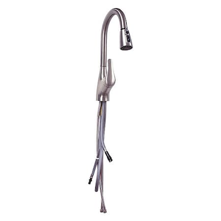 Ez-Flo Eastman Gooseneck Pull Out Kitchen Faucet, Manual, 8" Mount, 1 Hole 10389